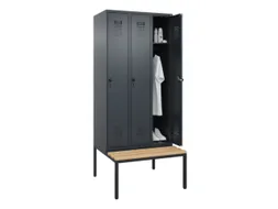 locker met bank,HxBxD 2120x900x815mm,3vak,vak B 300mm,draaigrendel