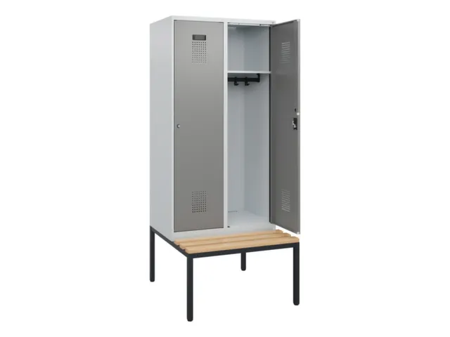 locker met bank,HxBxD 1950x800x815mm,2vak,vak B 400mm,cilinderslot