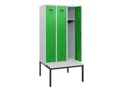 locker met bank,HxBxD 1950x900x815mm,3vak,vak B 300mm,cilinderslot