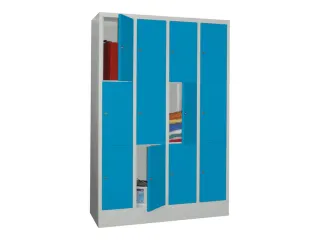 lockerkast,HxBxD 1850x1200x500mm,4x3vakken,RAL7035,front RAL5012 - 2
