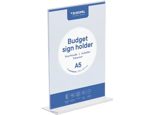 Kaarthouder A5 Glashelder Polystyreen T-Stand