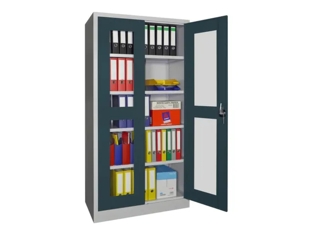 Vitrinekast Hxbxd 1950x1000x500mm Draaideuren Ral7035 Front Ral7016