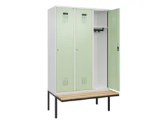locker met bank,HxBxD 2120x1200x815mm,3vak,vak B 400mm,cilinderslot
