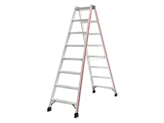 trapladder,beide zijden,2x8treden,Stand H 1,34m,balk L 2,02m,aluminium - 2