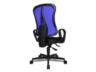 Bureaustoel Zitting Zwart Rugleuning Met Netbekleding In Blauw - 4