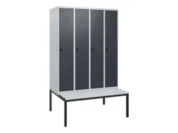 locker met bank,HxBxD 1950x1200x815mm,4vak,vak B 300mm,draaigrendel