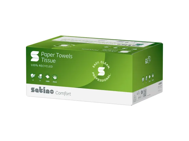 Satino 277191 Handdoekjes V-vouw 100% recycled 2-laags 20x160 Vel