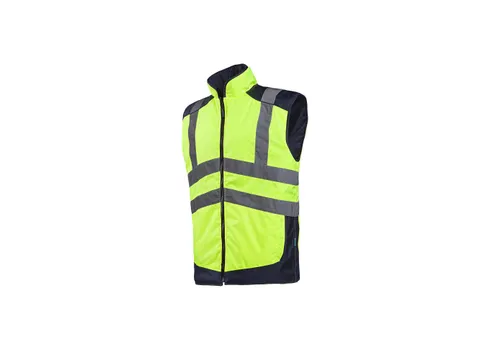 Sioen Burton 169A hi-vis bodywarmer, fluo geel/marineblauw, maat 2XL,