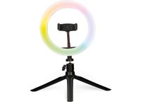 LED ringlamp met statief, RGB kleuren, diam 20cm