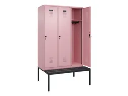 locker met bank,HxBxD 2120x1200x815mm,3vak,vak B 400mm,draaigrendel