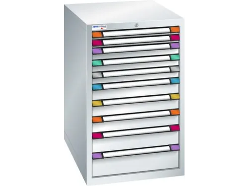 ladekast HxBxD 1000x605x695mm 10laden RAL7035 front RAL7035