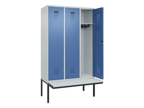 locker met bank,HxBxD 2120x1200x815mm,3vak,vak B 400mm,cilinderslot