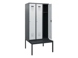 locker met bank,HxBxD 1950x900x815mm,3vak,vak B 300mm,cilinderslot