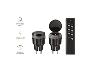 Stekkerschakelaarset buiten KlikAanKlikUit 3500W AGC2-3500R zwart - 3