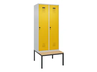 locker met bank,voor scheiding van kleding,HxBxD 2120x800x815mm,2vak - 2