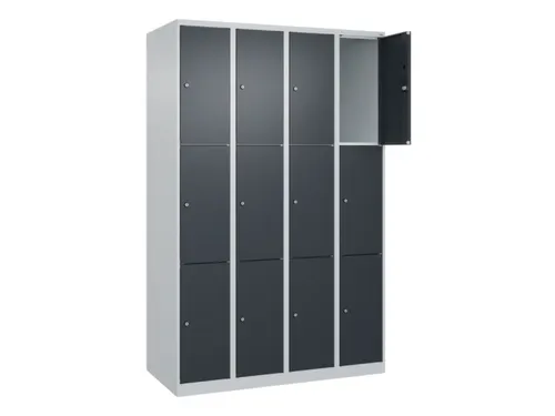 lockerkast,HxBxD 1850x1200x500mm,4x3vakken,vak B 300mm,cil.-slot