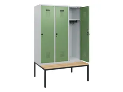 locker met bank,HxBxD 1950x1200x815mm,3vak,vak B 400mm,draaigrendel