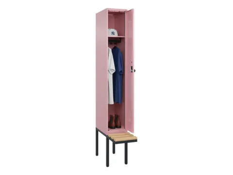 locker met bank,HxBxD 2120x300x815mm,1vak,vak B 300mm,draaigrendel