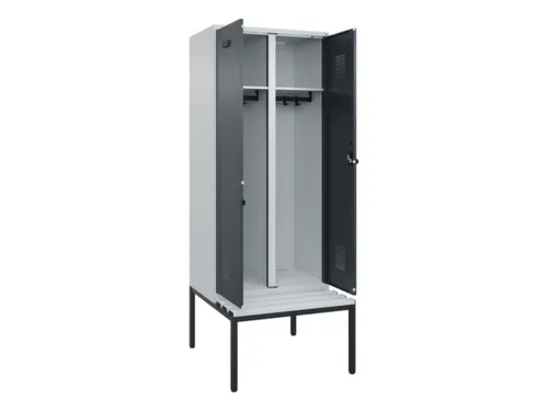 locker met bank,voor scheiding van kleding,HxBxD 2120x800x815mm,2vak