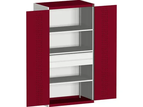 systeemkast 2000x1300x650mm 3xStalen bodem 2laden Ral7035 Ral3004