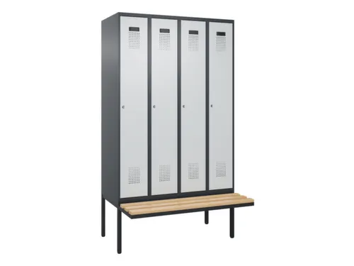 locker met bank,voor scheiding van kleding,HxBxD 2120x1200x815mm,4vak