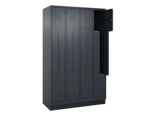 Z-garderobekast,HxBxD 1950x1200x500mm,vak B 150/300mm,cil.-slot,sokkel