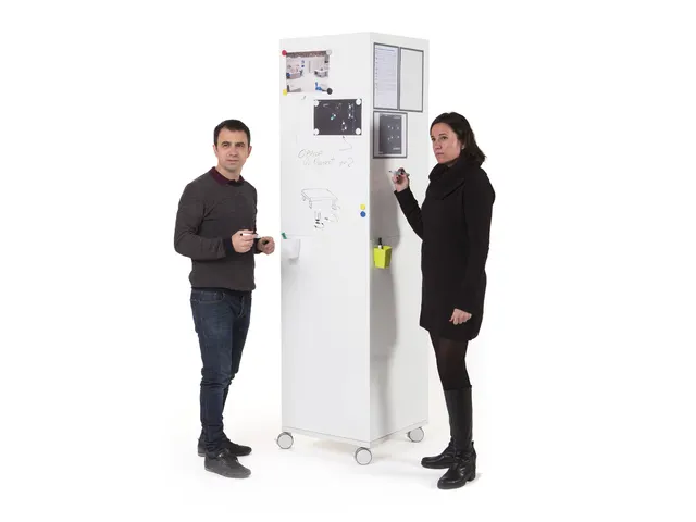 Whiteboard Rocada Skincube 55x55x200cm mobiel wit met 4 zijden