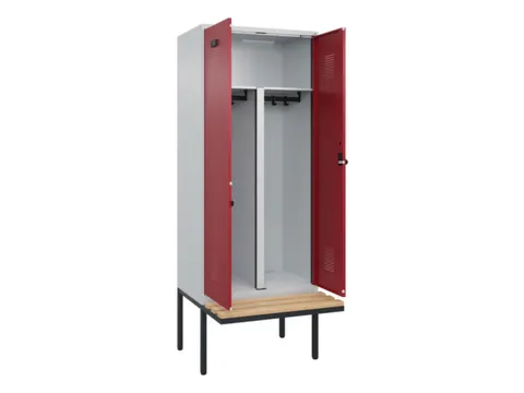 PBM-locker met bank,HxBxD 2120x800x815mm,2vak,vak B 400mm,draaigrendel