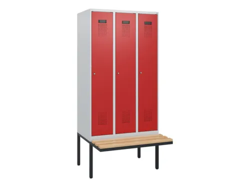 locker met bank,HxBxD 1950x900x815mm,3vak,vak B 300mm,cilinderslot