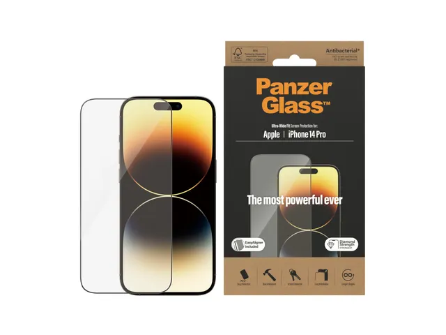 PanzerGlass Screen Protector iPhone 14 Pro | Ultra-Wide Fit w. Easy