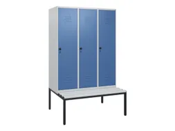locker met bank,HxBxD 1950x1200x815mm,3vak,vak B 400mm,draaigrendel