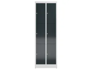 Lockerkast 1800x590x500mm 2x3 vakken cilinderslot, sokkel, RAL7016 - 2