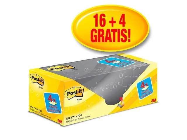 Post-it Zelfklevend Notitieblok, 76x76mm, Geel