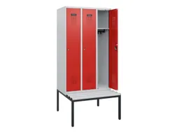 locker met bank,HxBxD 1950x900x815mm,3vak,vak B 300mm,cilinderslot