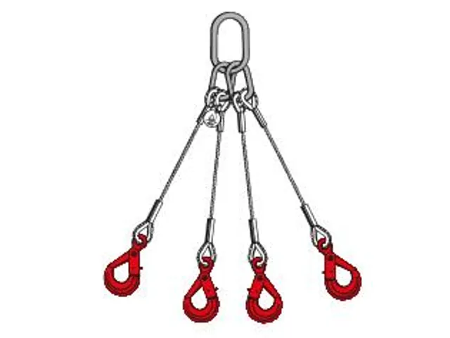 Staaldraadstroppen 4strengen 6.6t 0-45° Kabel Ø 18mm Veiligheidshaak