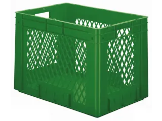 Euronorm Stapelkrat 420x600x400mm 80l Opengewerkt/Bodem Gesl. Groen - 1
