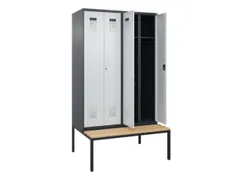 locker met bank,voor scheiding van kleding,HxBxD 2120x1200x815mm,4vak