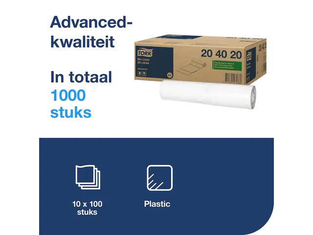 Afvalzakken Tork Bin Liner 20 liter Wit B2