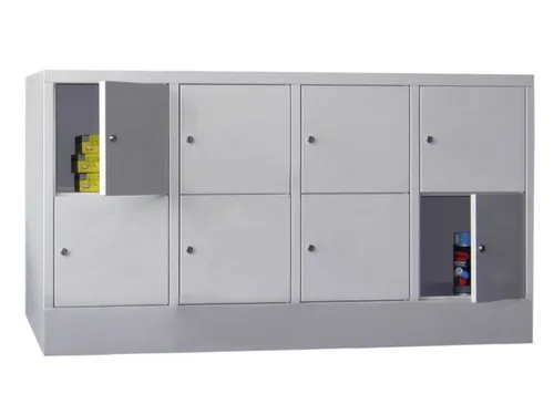 lockerkast,HxBxD 855x1600x500mm,4x2vakken,RAL7035,front RAL7035