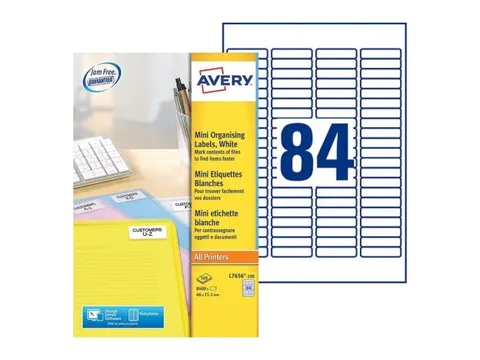 Etiquette laser Avery 46x11,1mm blanche 100 feuilles, 84 éts. par feu