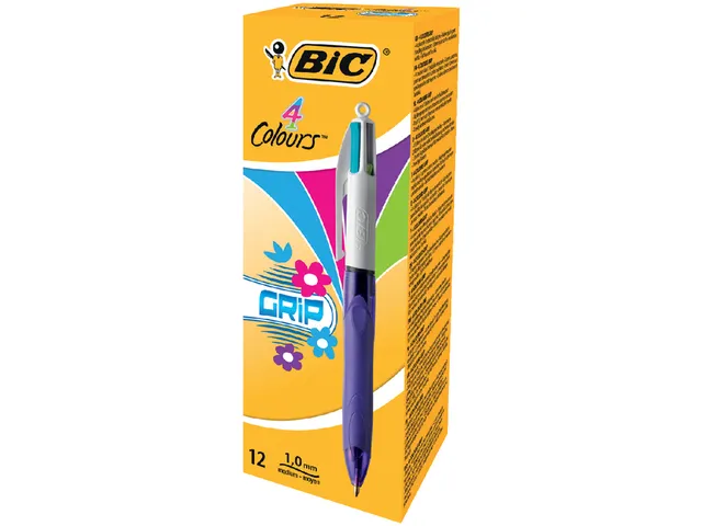 Balpen BIC 4kleuren Grip Medium Fashion