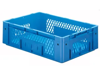 Euronorm Stapelkrat 175x600x400mm 31l Opengewerkt/Bodem Gesl. Blauw - 1