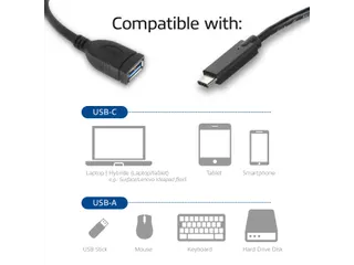 Kabel ACT USB 3.0 OTG USB-C male naar USB-A female - 10