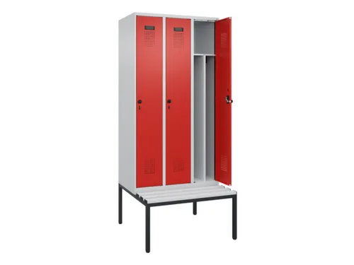 locker met bank,voor scheiding van kleding,HxBxD 2120x900x815mm,3vak