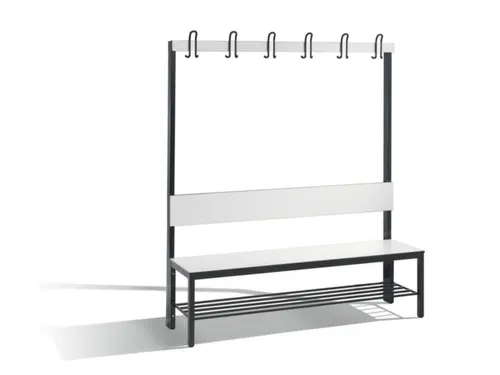 omkleedbank,HxLxD 1650x1500x407mm,HPL wit,frame staal RAL7021