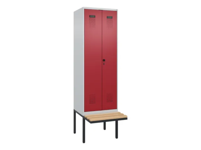 locker met bank,voor scheiding van kleding,HxBxD 2120x600x815mm,2vak