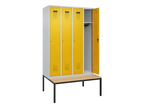 locker met bank,HxBxD 2120x1200x815mm,4vak,vak B 300mm,cilinderslot