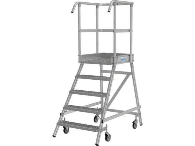 escalier mobile,roulant,estrade H 1,2m,5marches a. revêtement R13,alu