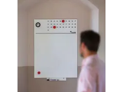 Whiteboard Rocada Skinclock 55x75cm wit gelakt met klok en kalender