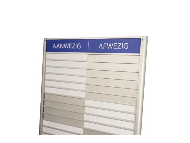 Menoor In-Uit bord 15 namen Aluminium Aanwezig/Afwezig Blauw